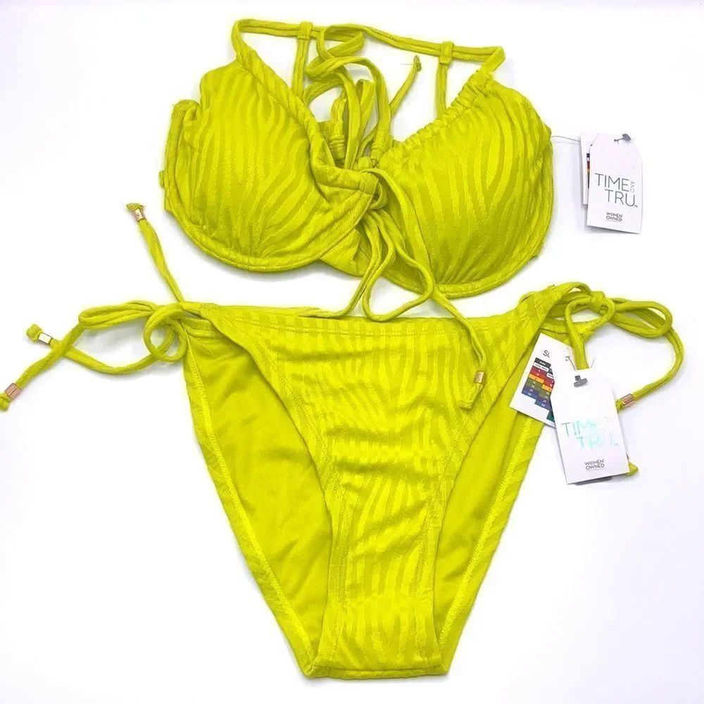 WOMENS UNDERWIRE TIE Top & Bottoms Bikini Swimsuit Bathing Suit 2-Piece Size M